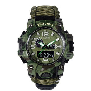 EDC Outdoor Survival Paracord Watch Waterproof Emergency Gear Camping Paracord Bracelet Knife Compass Whistle Thermometer