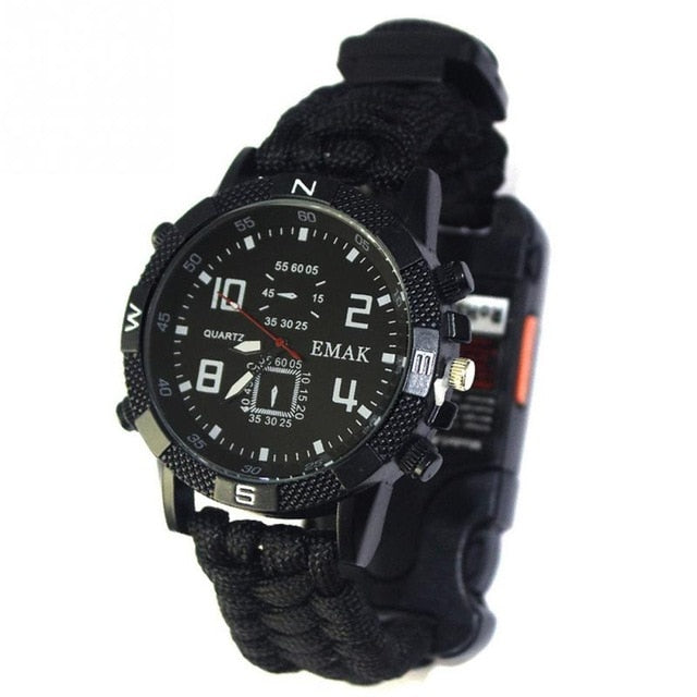 EDC Tactical multi Outdoor Camping survival bracelet watch  Rescue Rope paracord equipment Tools kit