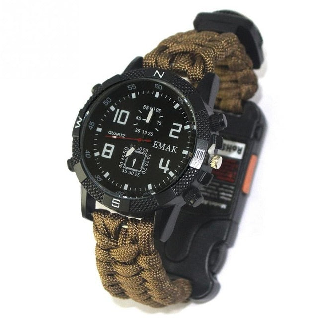 EDC Tactical multi Outdoor Camping survival bracelet watch  Rescue Rope paracord equipment Tools kit