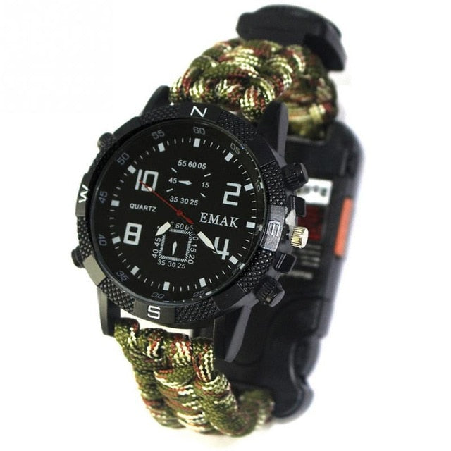 EDC Tactical multi Outdoor Camping survival bracelet watch  Rescue Rope paracord equipment Tools kit