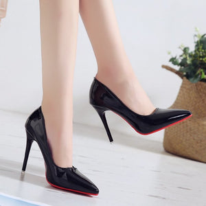 Mazefeng 2019 Women Pumps Brand High Heels 10cm Patent Leather Pointed Toe Sexy Stiletto Shoes Woman Ladies Mature Office Pumps