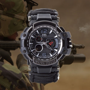 Outdoor Survival Watch Waterproof Military Multifunctional Tactical Paracord Watch Bracelet Camping Hiking Emergency Gear EDC