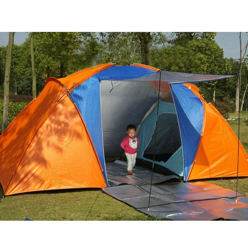 5-8 Person Large Camping Tent Double Layer Waterproof Two Bedrooms Travel Tent for Family Party Travel Fishing 420x220x175CM