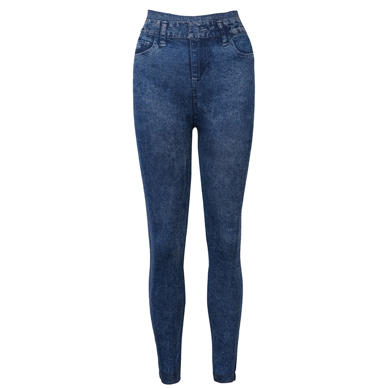 Super Cheap Fashion High Waist Blue Jeans Women Sexy Fitness Leggings Skinny Trousers Denim Stretchy Pencil Pants