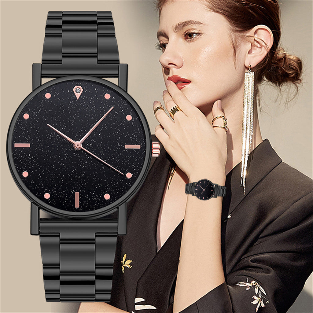 Luxury Quartz Watch Women Stainless Steel Dial Leather Deployment Bucket наручные часы 12 Color Casual Round Bracele Wrist Watch