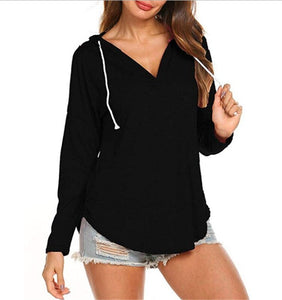 Madam clothing OWLPRINCESS 2019 WOMEN'S Dress New Style V-neck Long Sleeve Hooded T-shirt