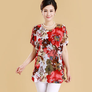 XL-5XL Women Summer Style Casual Blouses Flor Clothing Plus Size Short Sleeve Floral Blusas Shirt Women's Tops Russia 56