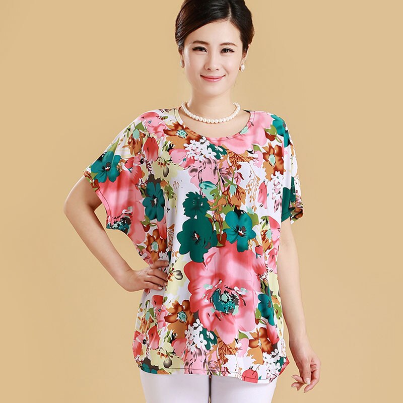 XL-5XL Women Summer Style Casual Blouses Flor Clothing Plus Size Short Sleeve Floral Blusas Shirt Women's Tops Russia 56