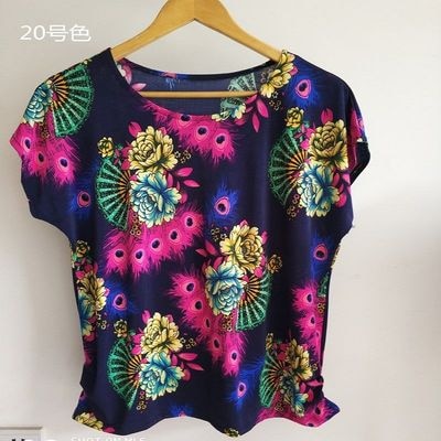 XL-5XL Women Summer Style Casual Blouses Flor Clothing Plus Size Short Sleeve Floral Blusas Shirt Women's Tops Russia 56