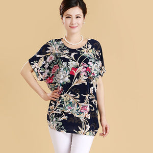 XL-5XL Women Summer Style Casual Blouses Flor Clothing Plus Size Short Sleeve Floral Blusas Shirt Women's Tops Russia 56