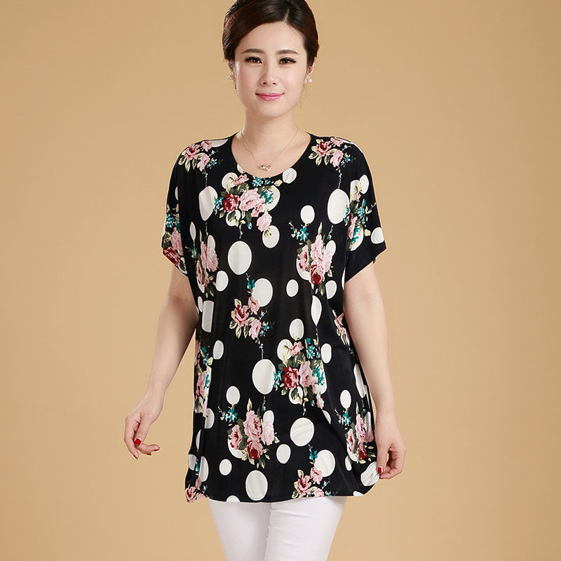 XL-5XL Women Summer Style Casual Blouses Flor Clothing Plus Size Short Sleeve Floral Blusas Shirt Women's Tops Russia 56