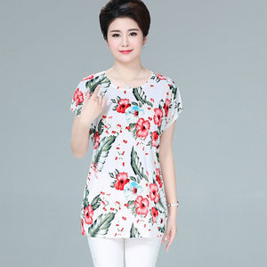 XL-5XL Women Summer Style Casual Blouses Flor Clothing Plus Size Short Sleeve Floral Blusas Shirt Women's Tops Russia 56