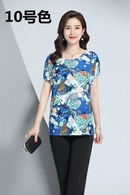 XL-5XL Women Summer Style Casual Blouses Flor Clothing Plus Size Short Sleeve Floral Blusas Shirt Women's Tops Russia 56