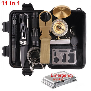 11/12 In 1 Survival Gear Kit Tool Emergency SOS Safety Survival EDC Survival Gadget Camping Equipment Survival Wristband Whistle