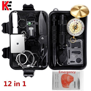 11/12 In 1 Survival Gear Kit Tool Emergency SOS Safety Survival EDC Survival Gadget Camping Equipment Survival Wristband Whistle