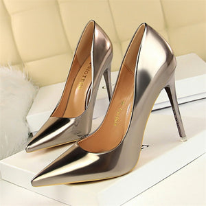 BIGTREE Shoes New Women Pumps Patent Leather High Heels Shoes Women Heels Sexy Wedding Shoes Stiletto Ladies Shoes Plus Size 43