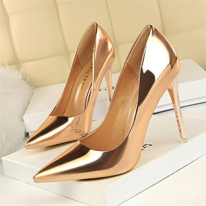 BIGTREE Shoes New Women Pumps Patent Leather High Heels Shoes Women Heels Sexy Wedding Shoes Stiletto Ladies Shoes Plus Size 43