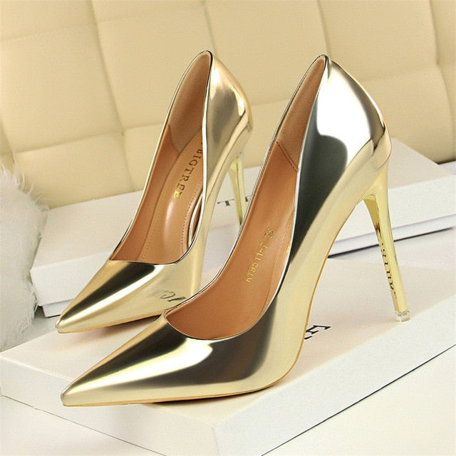 BIGTREE Shoes New Women Pumps Patent Leather High Heels Shoes Women Heels Sexy Wedding Shoes Stiletto Ladies Shoes Plus Size 43