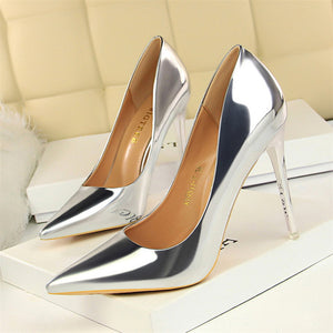 BIGTREE Shoes New Women Pumps Patent Leather High Heels Shoes Women Heels Sexy Wedding Shoes Stiletto Ladies Shoes Plus Size 43