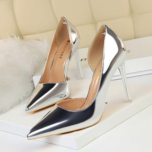 BIGTREE Shoes New Women Pumps Patent Leather High Heels Shoes Women Heels Sexy Wedding Shoes Stiletto Ladies Shoes Plus Size 43