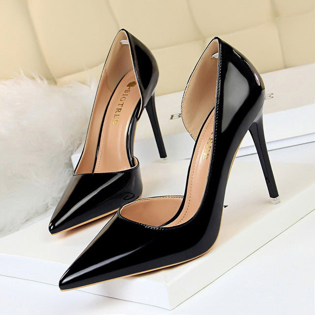 BIGTREE Shoes New Women Pumps Patent Leather High Heels Shoes Women Heels Sexy Wedding Shoes Stiletto Ladies Shoes Plus Size 43