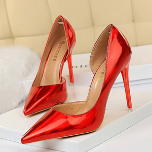 BIGTREE Shoes New Women Pumps Patent Leather High Heels Shoes Women Heels Sexy Wedding Shoes Stiletto Ladies Shoes Plus Size 43