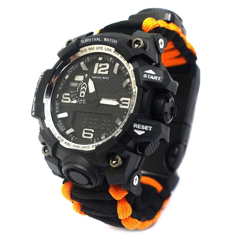 Outdoor Survival Paracord Watch Gear Waterproof Emergency Camp Wristband Knife Compass Whistle Thermometer First Aid Kits edc