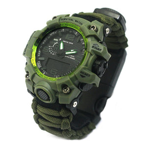 Outdoor Survival Paracord Watch Gear Waterproof Emergency Camp Wristband Knife Compass Whistle Thermometer First Aid Kits edc