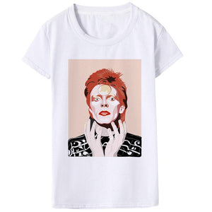 Luslos New Arrival Summer David Bowie Women's T Shirt Hip Pop Rock Funny Tshirts Casual Short Sleeve Tshirt Tops Female Clothing