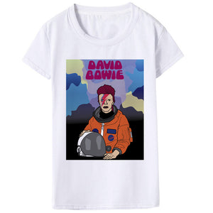 Luslos New Arrival Summer David Bowie Women's T Shirt Hip Pop Rock Funny Tshirts Casual Short Sleeve Tshirt Tops Female Clothing