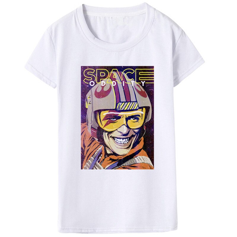 Luslos New Arrival Summer David Bowie Women's T Shirt Hip Pop Rock Funny Tshirts Casual Short Sleeve Tshirt Tops Female Clothing