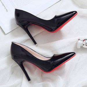 Mazefeng 2019 Women Pumps Brand High Heels 10cm Patent Leather Pointed Toe Sexy Stiletto Shoes Woman Ladies Mature Office Pumps