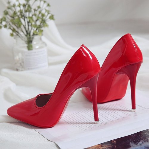 Mazefeng 2019 Women Pumps Brand High Heels 10cm Patent Leather Pointed Toe Sexy Stiletto Shoes Woman Ladies Mature Office Pumps