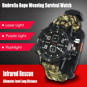 Outdoor Military Survival Sport Swimming Wrist Watch Tactical Bracelet Outdoor Emergency Survival Multifunctional Watch