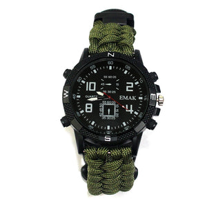 Outdoor Military Survival Sport Swimming Wrist Watch Tactical Bracelet Outdoor Emergency Survival Multifunctional Watch