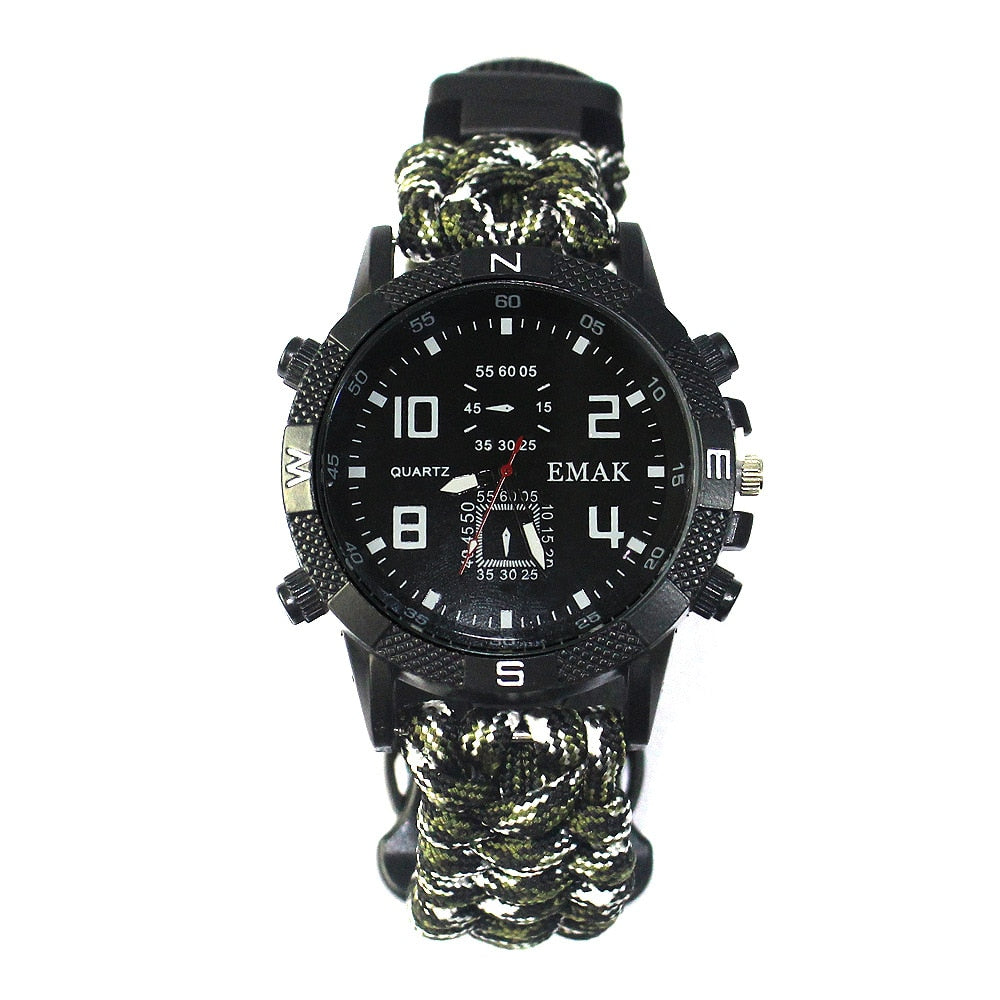 Outdoor Military Survival Sport Swimming Wrist Watch Tactical Bracelet Outdoor Emergency Survival Multifunctional Watch