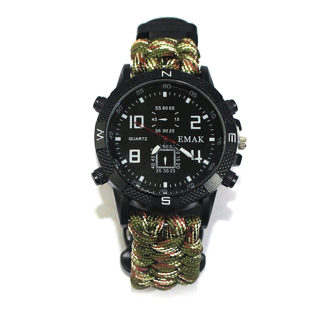 Outdoor Military Survival Sport Swimming Wrist Watch Tactical Bracelet Outdoor Emergency Survival Multifunctional Watch