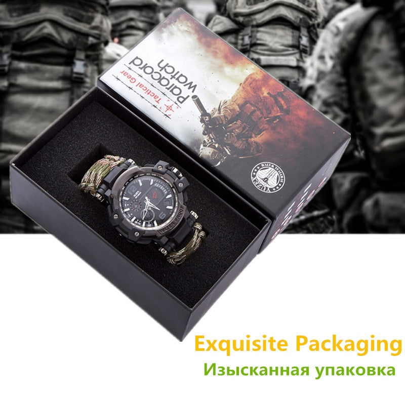 New Outdoor Survival Watch Bracelet Multi-functional Waterproof 50M Watch For Men Women Camping Hiking Military Tactical Camping