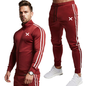 2019 Tracksuit men sport suit running gym clothing casualtracksuit set men zipper sweatshirt+pant jogger suit chandal hombre