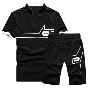 Summer 2PC Set Men EUR/US Size Short Sleeve T Shirts Two Piece Tops+ Shorts Suit Sportswear Set Mens Short Sets Male Tracksuit