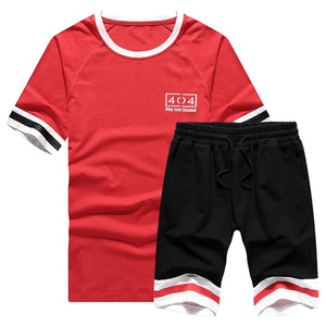 Summer 2PC Set Men EUR/US Size Short Sleeve T Shirts Two Piece Tops+ Shorts Suit Sportswear Set Mens Short Sets Male Tracksuit