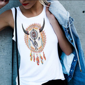 2019 Plus Size Vintage Print Tank Tops Women's White Singlet Sexy Sleeveless Tees Harajuku Vest 3XL 4XL Women Clothing Summer