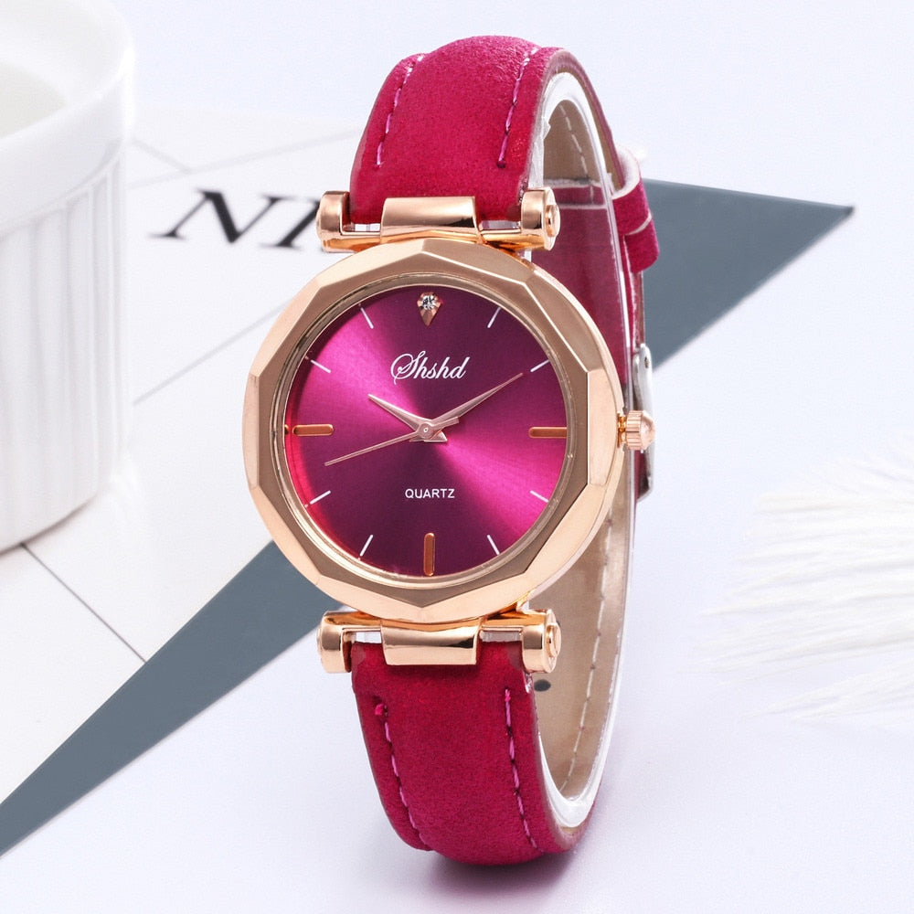 Fashion Women Watches Leather Strap Watch Analog Quartz Crystal Clock Casual Female Wristwatch Luxury Dress New Montre Femme*M