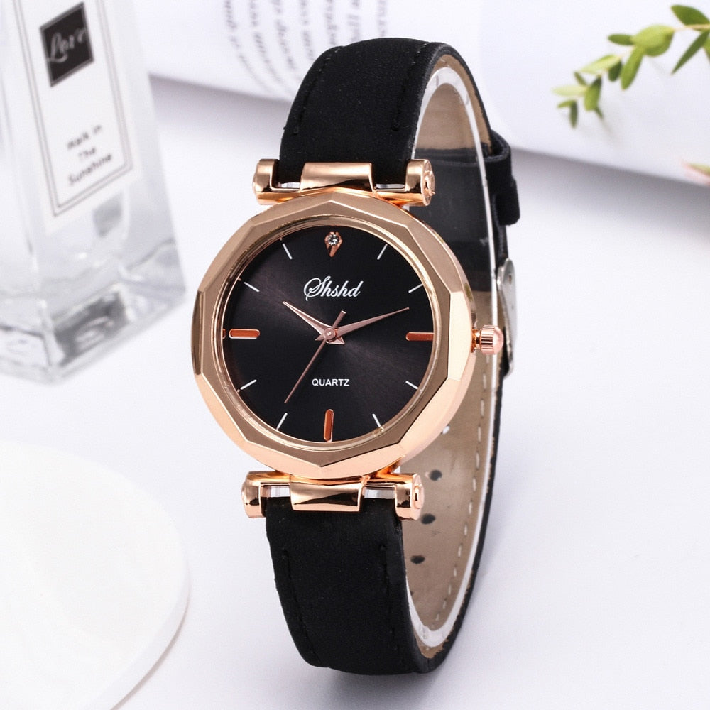 Fashion Women Watches Leather Strap Watch Analog Quartz Crystal Clock Casual Female Wristwatch Luxury Dress New Montre Femme*M