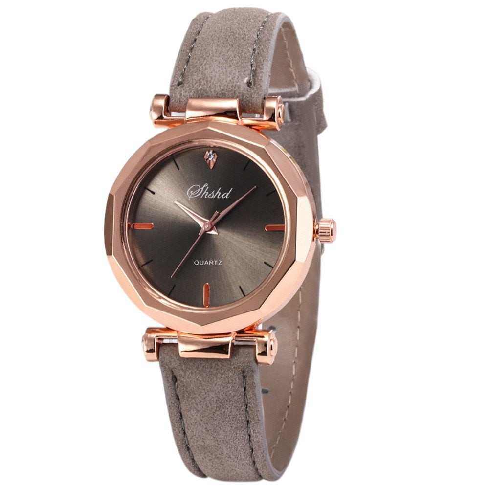 Fashion Women Watches Leather Strap Watch Analog Quartz Crystal Clock Casual Female Wristwatch Luxury Dress New Montre Femme*M