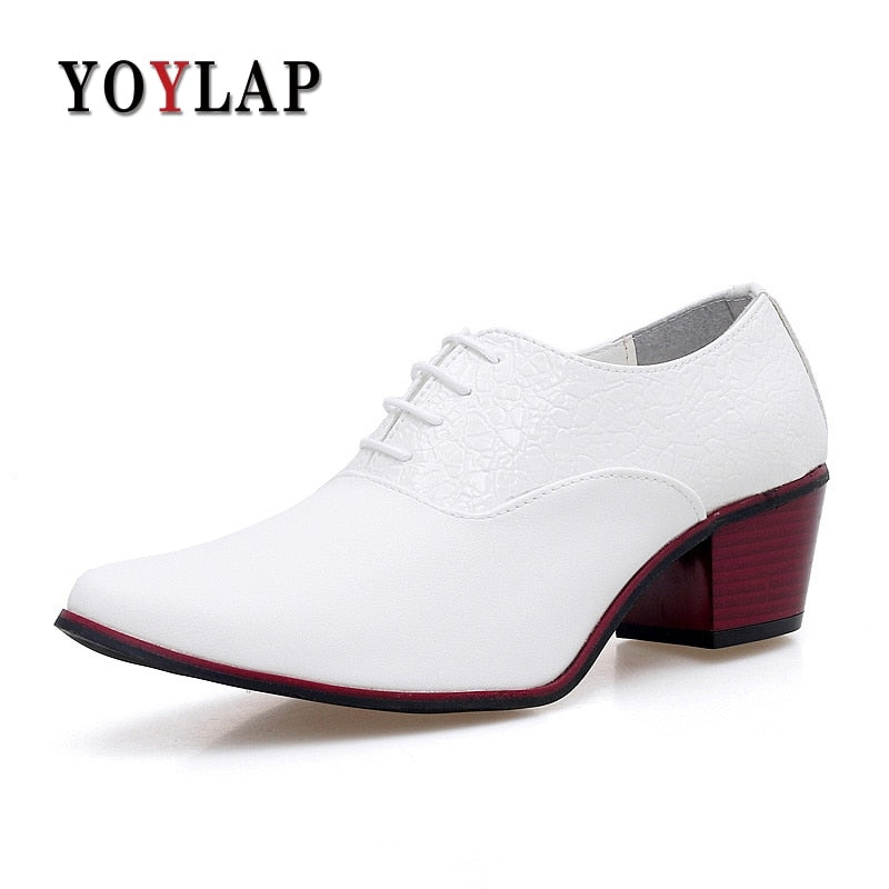 Yoylap Brand 6cm High Heel Mens Leather Shoes Gents Fashion Leisure Party Dress Shoes