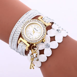 MINHIN Brand Luxury Gold Crystal Rhinestone Bracelet Watch Women Casual Dress Velvet Band Watches Flower Quartz Wristwatches