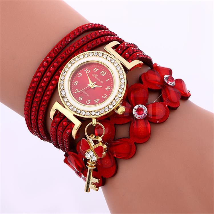 MINHIN Brand Luxury Gold Crystal Rhinestone Bracelet Watch Women Casual Dress Velvet Band Watches Flower Quartz Wristwatches