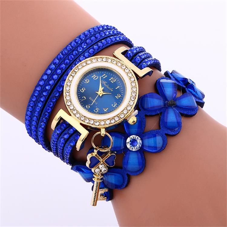 MINHIN Brand Luxury Gold Crystal Rhinestone Bracelet Watch Women Casual Dress Velvet Band Watches Flower Quartz Wristwatches