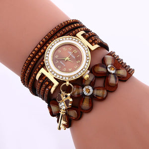 MINHIN Brand Luxury Gold Crystal Rhinestone Bracelet Watch Women Casual Dress Velvet Band Watches Flower Quartz Wristwatches